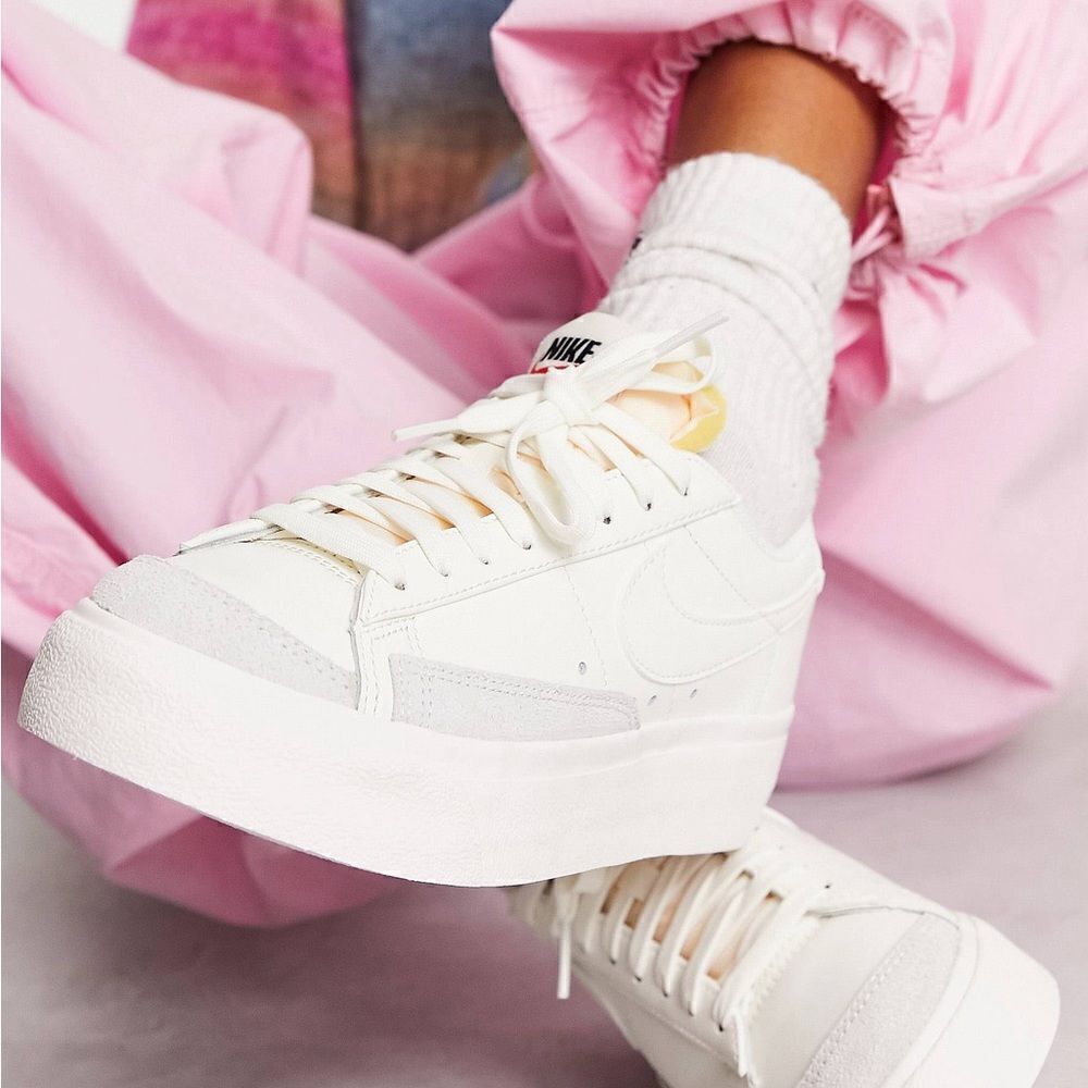 Nike Blazer Platform low sneakers in triple white